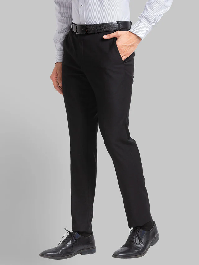 Park Avenue Black Solid Neo Fit Polyester Blend Trouser - Image 3