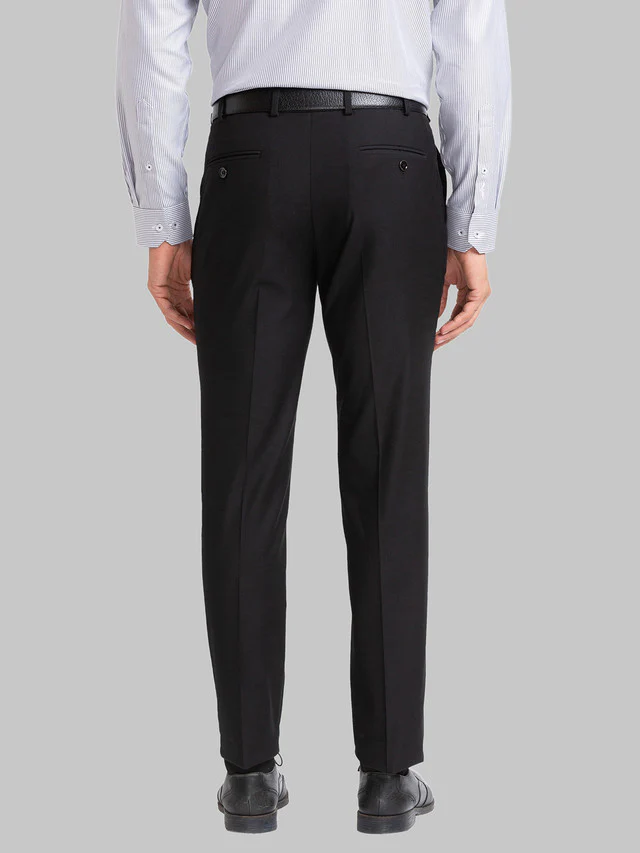Park Avenue Black Solid Neo Fit Polyester Blend Trouser - Image 4
