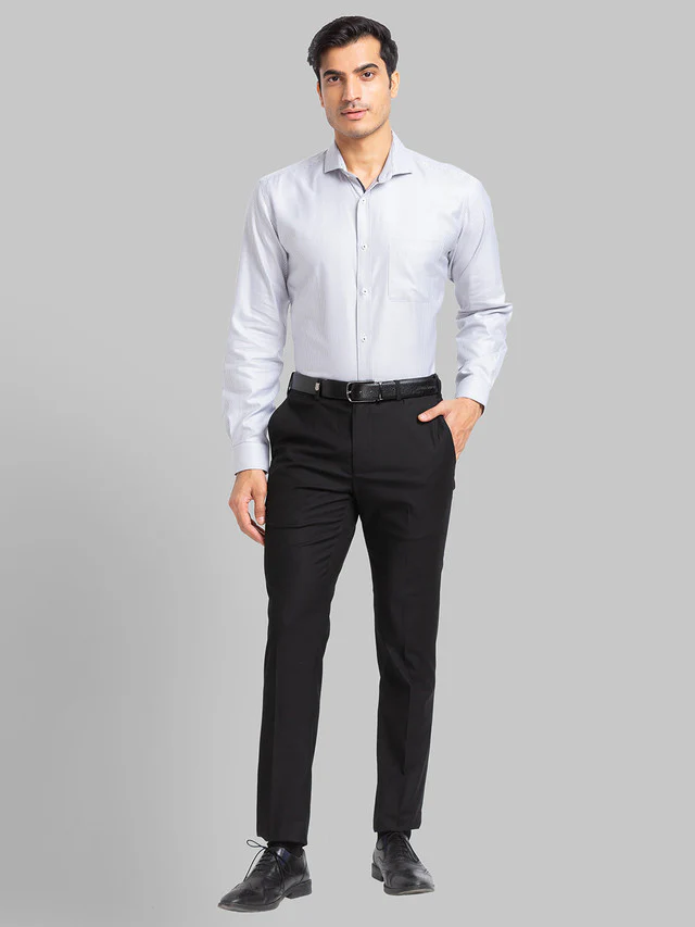 Park Avenue Black Solid Neo Fit Polyester Blend Trouser - Image 5