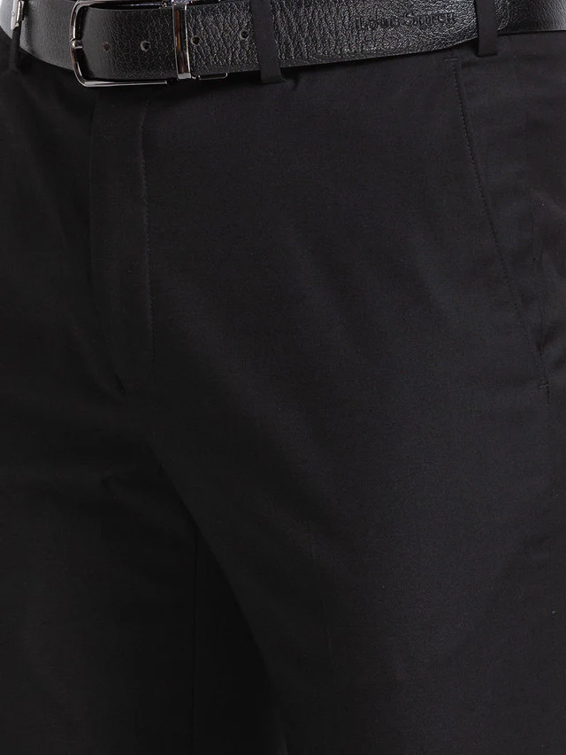 Park Avenue Black Solid Neo Fit Polyester Blend Trouser - Image 6