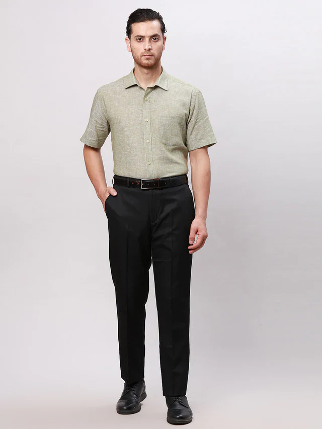 Park Avenue Black Solid Smart Fit Polyester Blend Trouser - Image 6