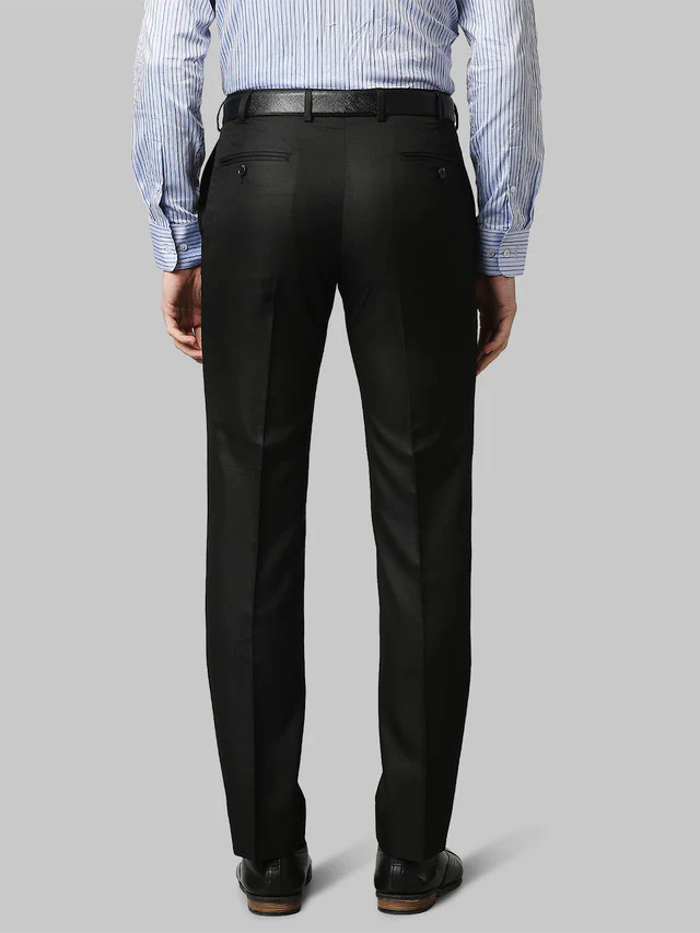Park Avenue Black Solid Smart Fit Polyester Blend Trouser - Image 4