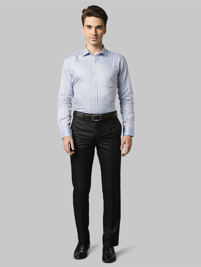 Park Avenue Black Solid Smart Fit Polyester Blend Trouser - Image 5