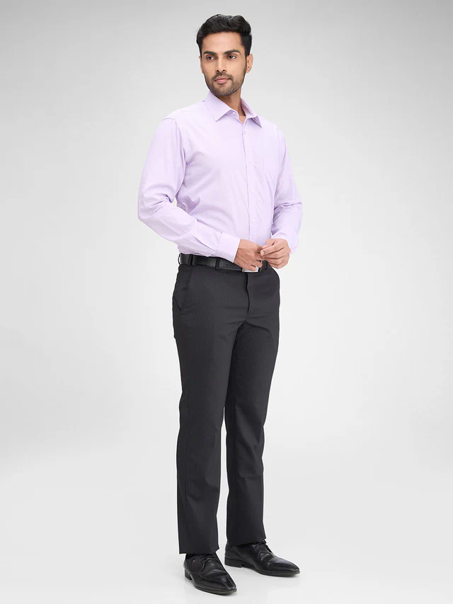 Park Avenue Black Stripe Regular Fit Polyester Blend Trouser - Image 5