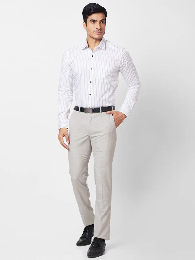 Park Avenue Black Stripe Slim Fit Cotton Formal Shirt - Image 5