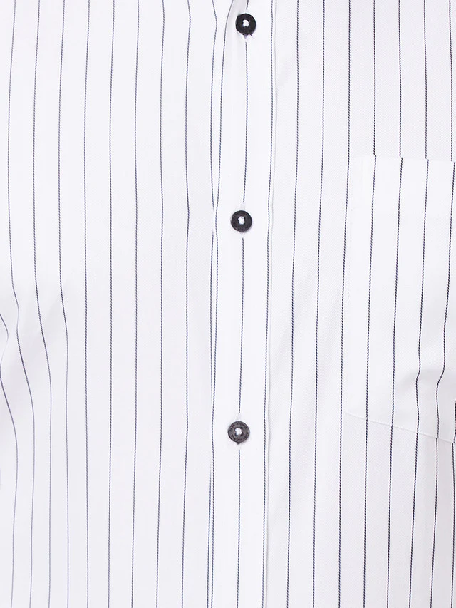 Park Avenue Black Stripe Slim Fit Cotton Formal Shirt - Image 7