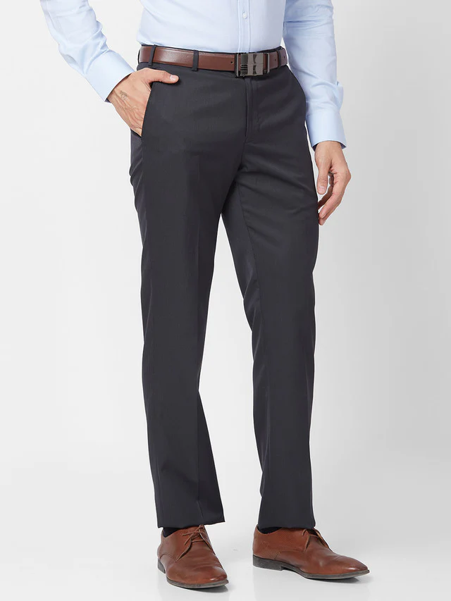 Park Avenue Black Stripe Smart Fit Polyester Blend Trouser - Image 2