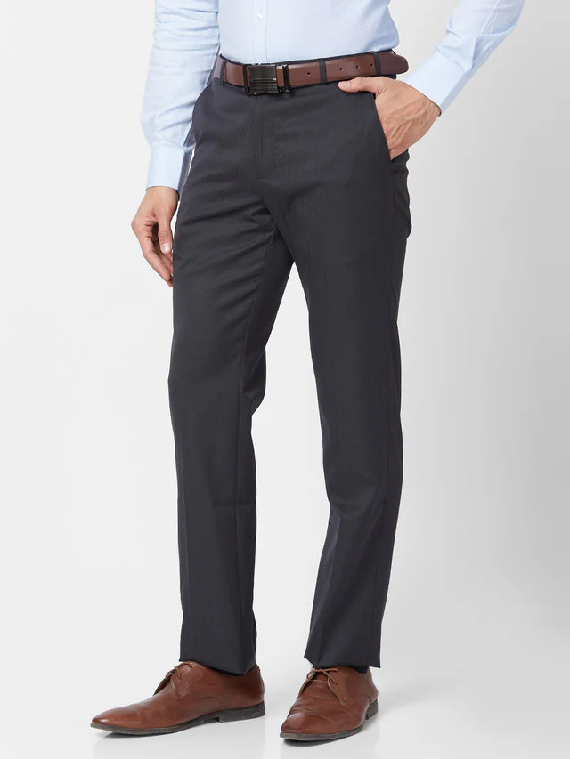 Park Avenue Black Stripe Smart Fit Polyester Blend Trouser - Image 3