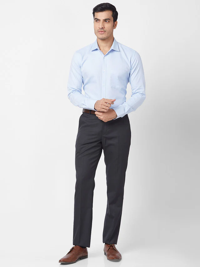Park Avenue Black Stripe Smart Fit Polyester Blend Trouser - Image 5