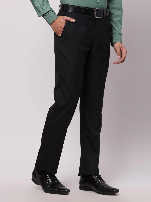 Park Avenue Black Structure Regular Fit Polyester Blend Trouser - Image 2