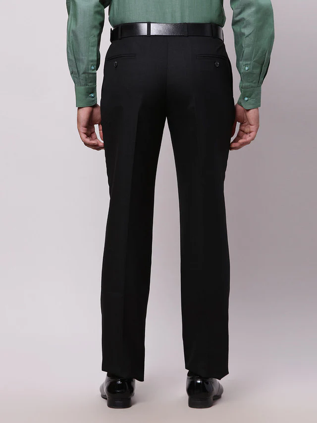 Park Avenue Black Structure Regular Fit Polyester Blend Trouser - Image 4