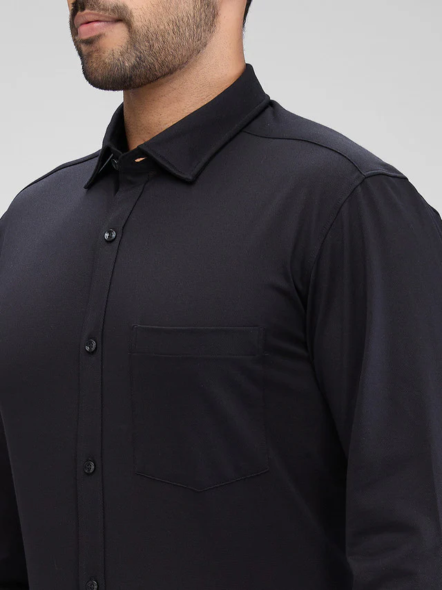 Park Avenue Black Structure Slim Fit Cotton Blend Formal Shirt - Image 6