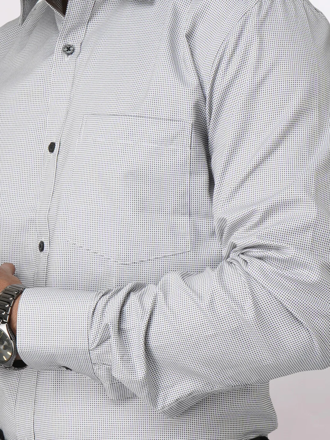 Park Avenue Men Grey Structured Slim Fit Cotton Blend Formal Shirt - Image 7
