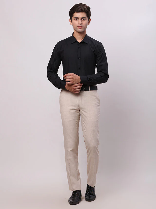 Park Avenue Black Structure Slim Fit Full Sleeve Cotton Shirt - Image 5