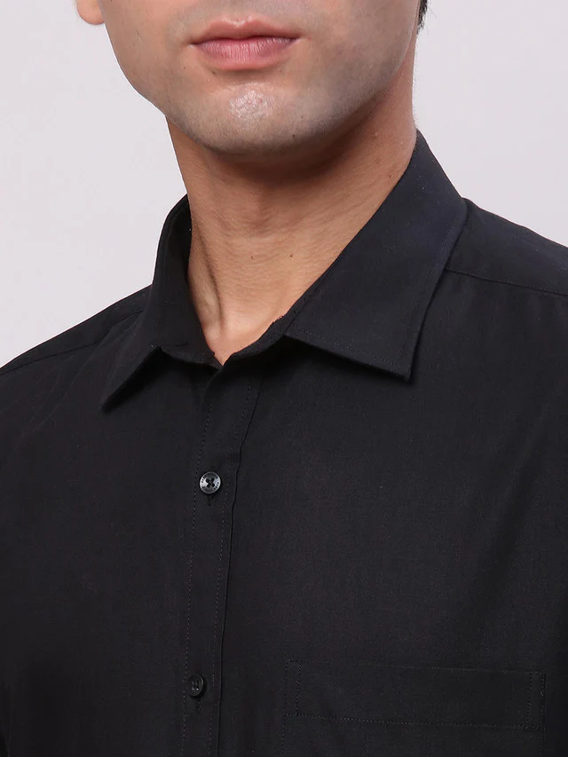 Park Avenue Black Structure Slim Fit Full Sleeve Cotton Shirt - Image 6