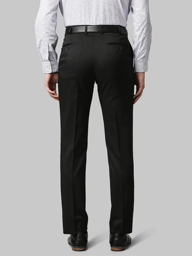 Park Avenue Black Structure Smart Fit Polyester Blend Trouser - Image 4