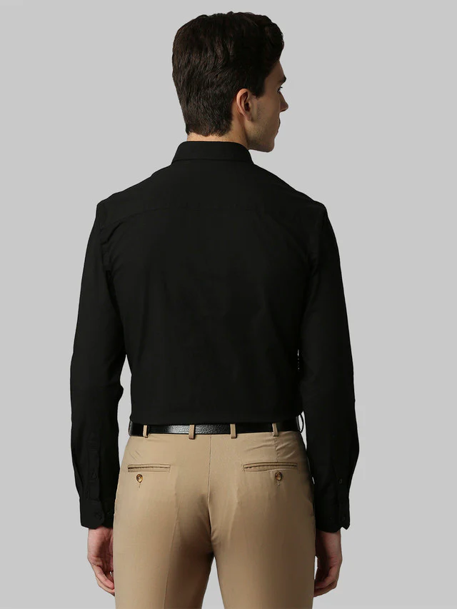 Park Avenue Black Two Tone Slim Fit Cotton Blend Casual Shirt - Image 4