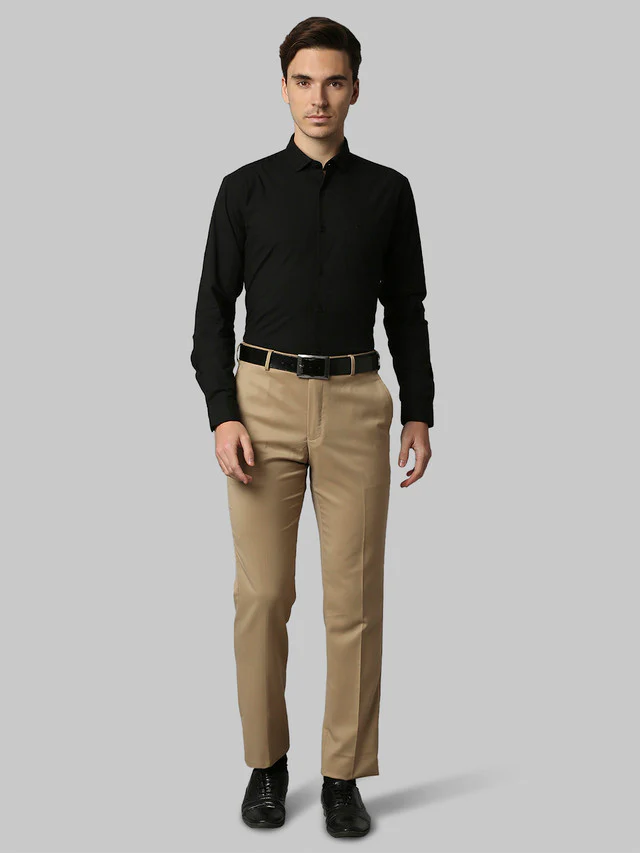 Park Avenue Black Two Tone Slim Fit Cotton Blend Casual Shirt - Image 5