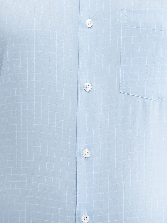 Park Avenue Blue Checks Regular Fit Cotton Formal Shirt - Image 7