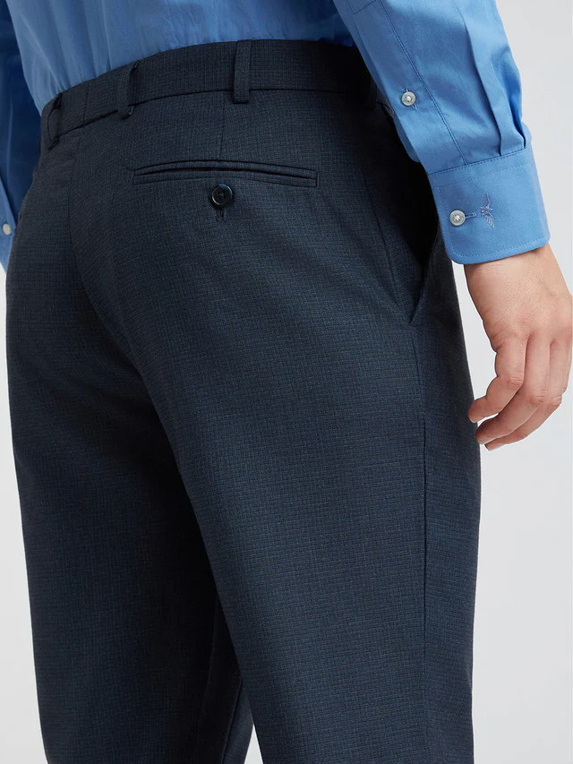 Park Avenue Blue Checks Regular Fit Polyester Blend Trouser - Image 7