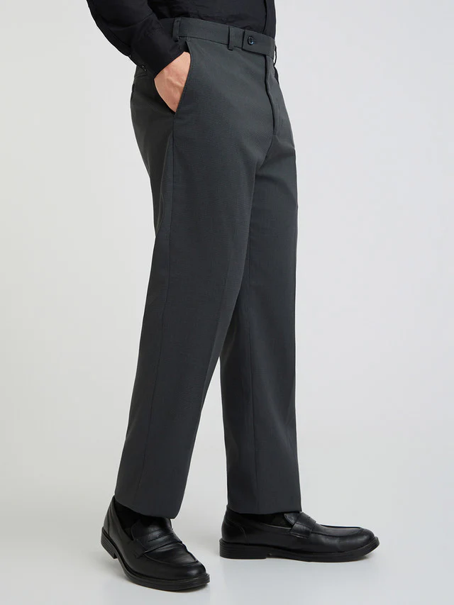 Park Avenue Blue Checks Regular Fit Polyester Blend Trouser - Image 2
