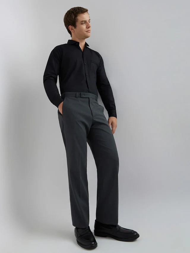 Park Avenue Blue Checks Regular Fit Polyester Blend Trouser - Image 5