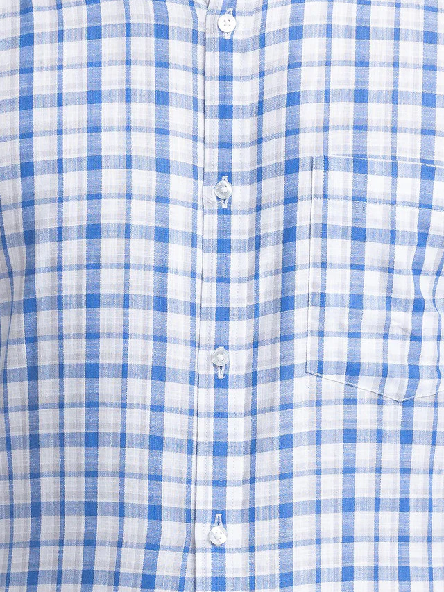 Park Avenue Blue Checks Slim Fit Cotton Blend Formal Shirt - Image 7