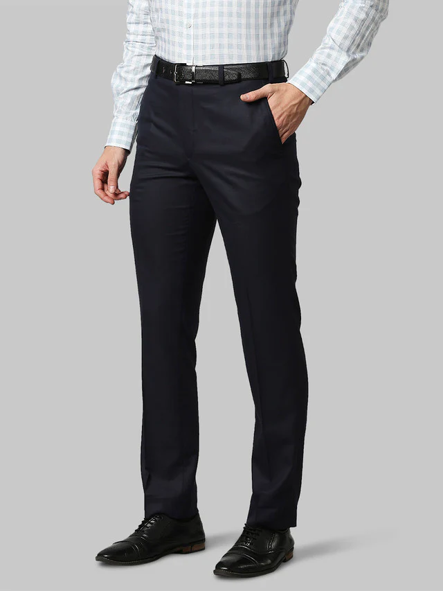 Park Avenue Blue Checks Smart Fit Cotton Trouser - Image 3