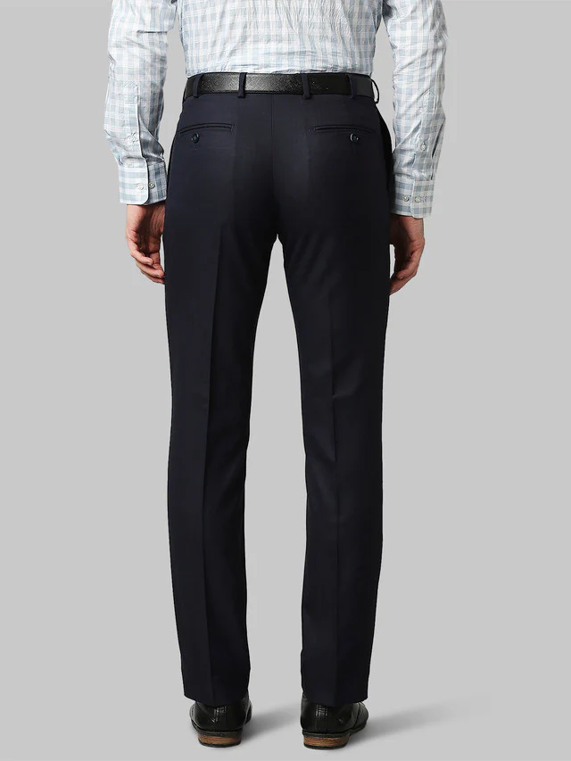 Park Avenue Blue Checks Smart Fit Cotton Trouser - Image 4