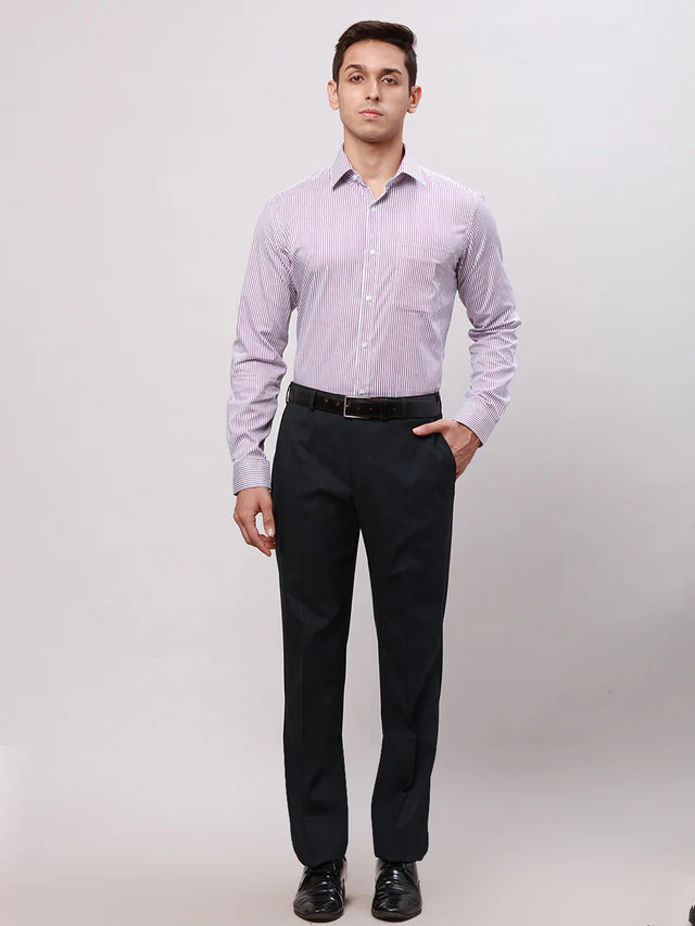 Park Avenue Blue Checks Smart Fit Polyester Blend Trouser - Image 5