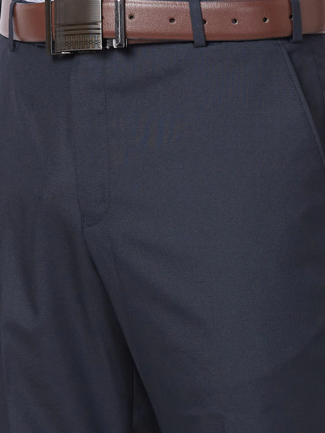 Park Avenue Blue Checks Smart Fit Polyester Blend Trouser - Image 6