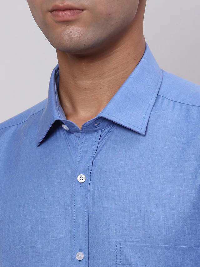 Park Avenue Men Blue Slim Fit Fil-A-Fil Formal Shirt - Image 6