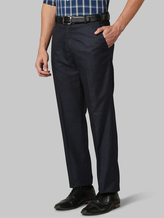 Park Avenue Blue Melange Regular Fit Polyester Blend Trouser - Image 3