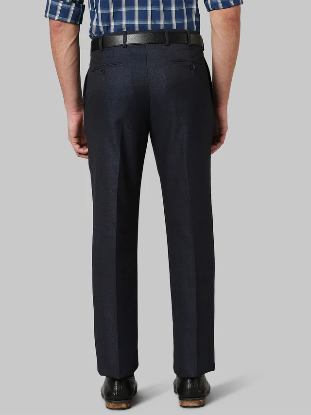 Park Avenue Blue Melange Regular Fit Polyester Blend Trouser - Image 4
