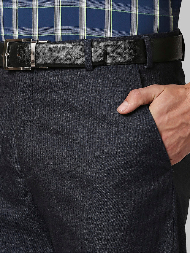 Park Avenue Blue Melange Regular Fit Polyester Blend Trouser - Image 6