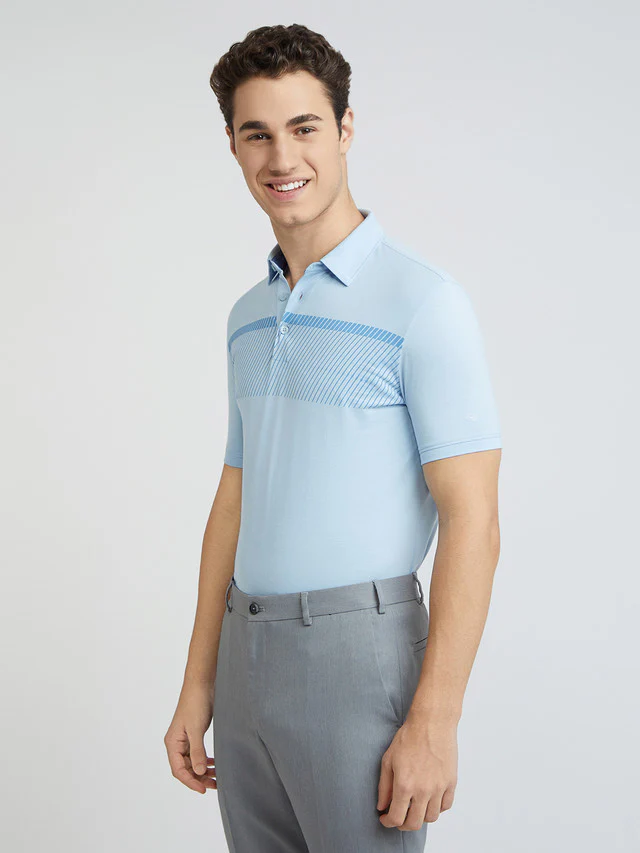 Park Avenue Blue Printed Slim Fit Cotton Blend T-Shirt - Image 3