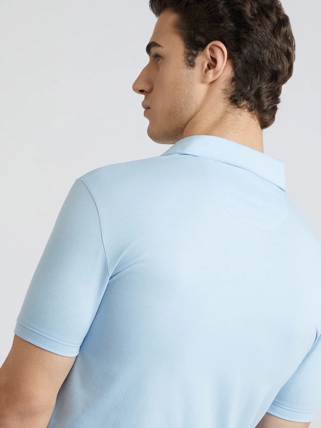 Park Avenue Blue Printed Slim Fit Cotton Blend T-Shirt - Image 7