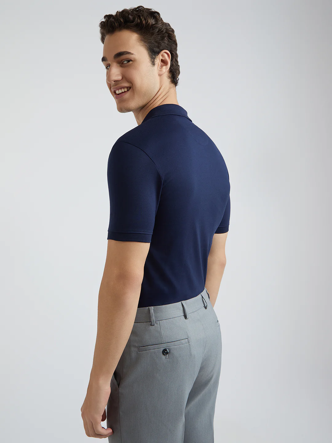 Park Avenue Blue Printed Slim Fit Cotton Blend T-Shirt - Image 4