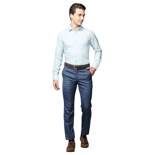 Park Avenue Blue Printed Slim Fit Cotton Formal Shirt - Image 5