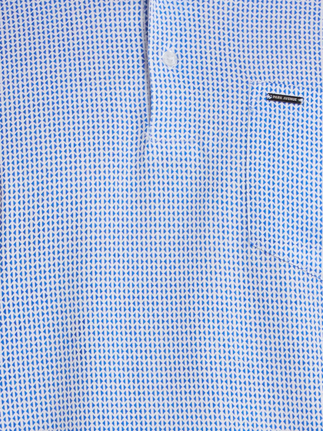Park Avenue Blue Printed Slim Fit Cotton T-Shirt - Image 7