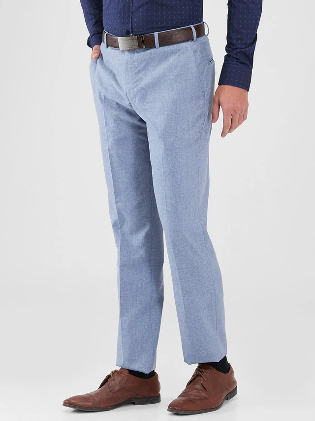 Park Avenue Blue Solid Regular Fit Polyester Blend Trouser - Image 3