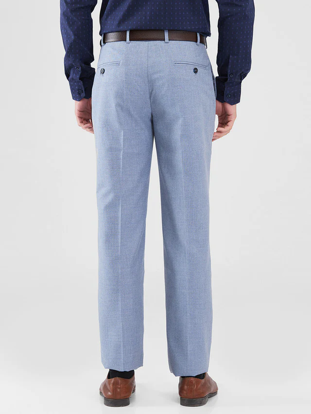 Park Avenue Blue Solid Regular Fit Polyester Blend Trouser - Image 4