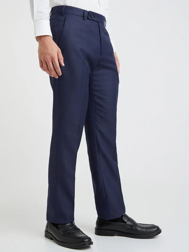 Park Avenue Blue Solid Regular Fit Polyester Blend Trouser - Image 2