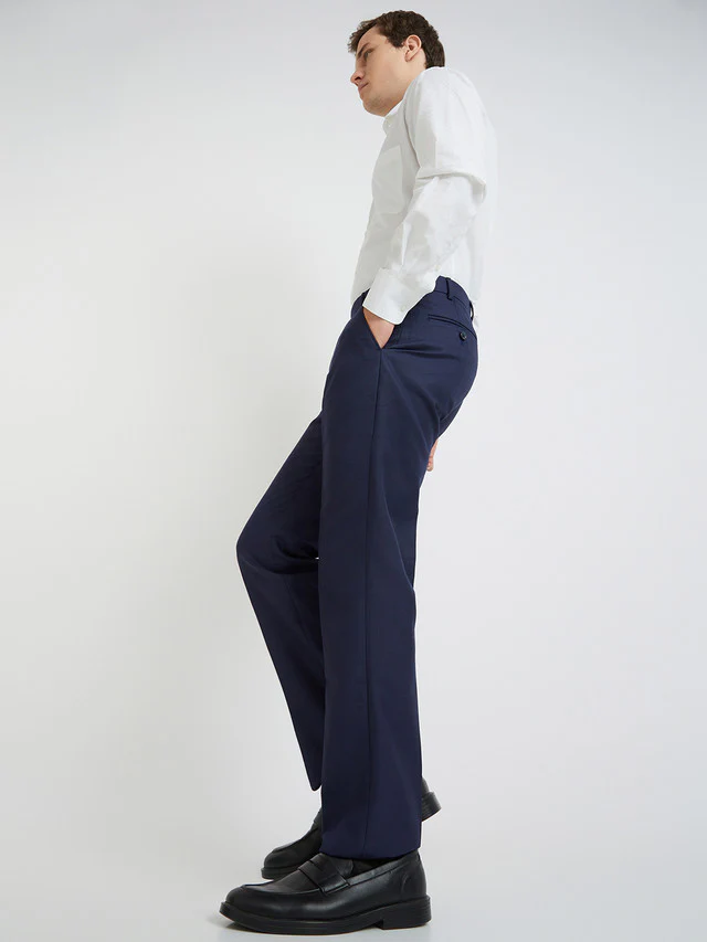Park Avenue Blue Solid Regular Fit Polyester Blend Trouser - Image 5