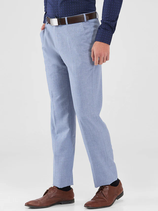 Park Avenue Blue Solid Regular Fit Polyester Blend Trouser - Image 3