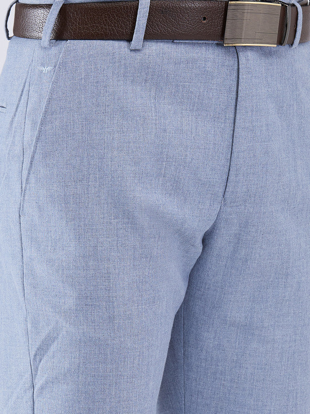 Park Avenue Blue Solid Regular Fit Polyester Blend Trouser - Image 6