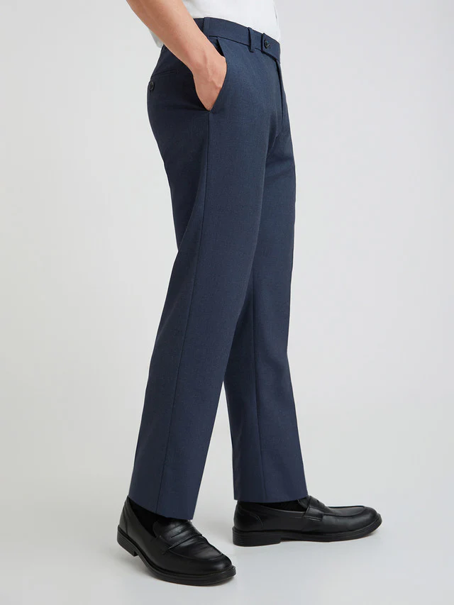 Park Avenue Blue Solid Regular Fit Polyester Blend Trouser - Image 2