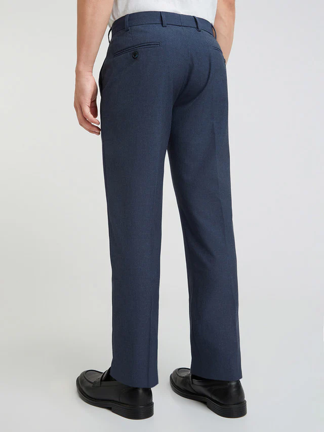 Park Avenue Blue Solid Regular Fit Polyester Blend Trouser - Image 4