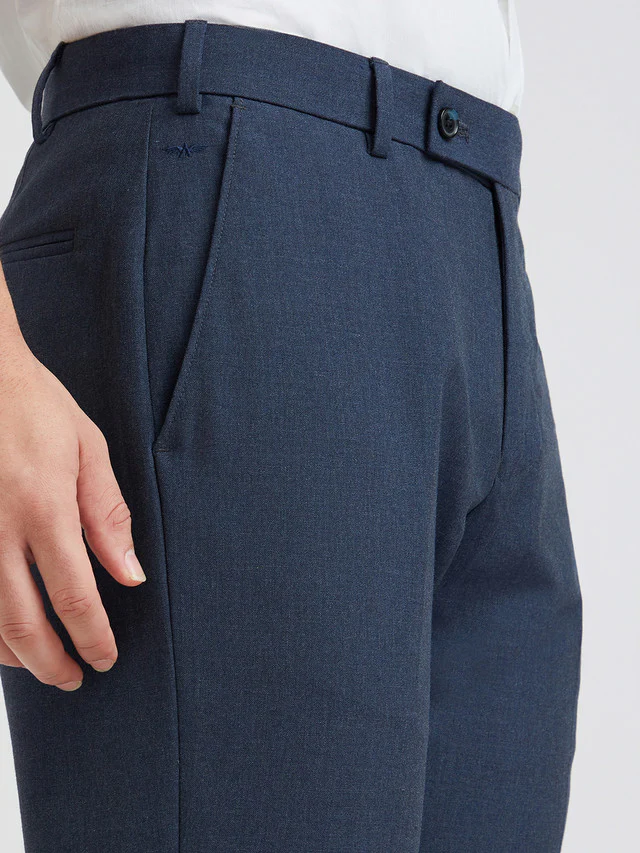Park Avenue Blue Solid Regular Fit Polyester Blend Trouser - Image 6