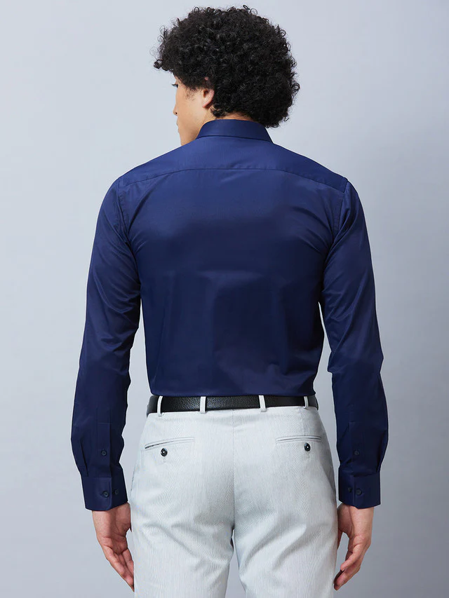 Park Avenue Men Blue Slim Fit Solid Formal Shirt - Image 4